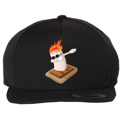 Dabbing Marshmallow Camp Bonfire Funny Smores Camping Dab Meaningful Gift Wool Snapback Cap