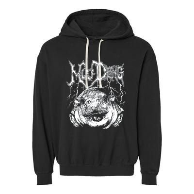 Death Metal Cute Baby Hippo Moo Deng Hippopotamus Garment-Dyed Fleece Hoodie