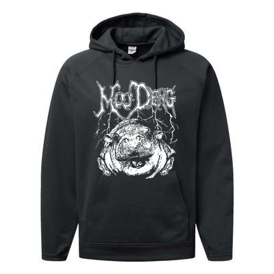 Death Metal Cute Baby Hippo Moo Deng Hippopotamus Performance Fleece Hoodie