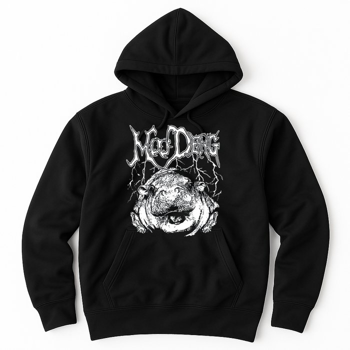 Death Metal Cute Baby Hippo Moo Deng Hippopotamus Hoodie