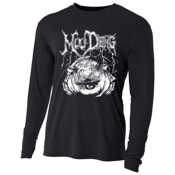 Death Metal Cute Baby Hippo Moo Deng Hippopotamus Cooling Performance Long Sleeve Crew