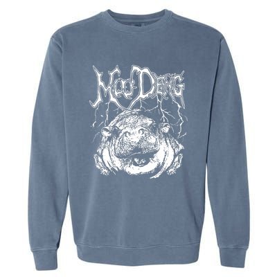 Death Metal Cute Baby Hippo Moo Deng Hippopotamus Garment-Dyed Sweatshirt