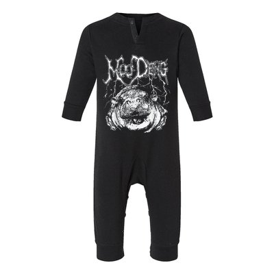 Death Metal Cute Baby Hippo Moo Deng Hippopotamus Infant Fleece One Piece