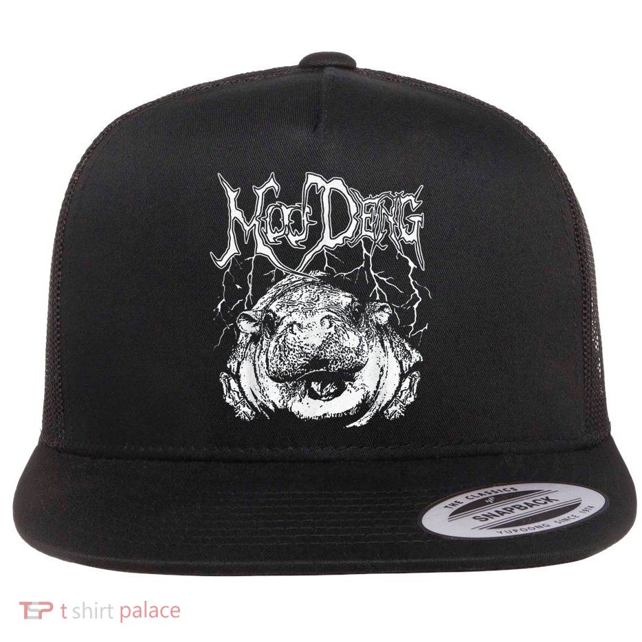 Death Metal Cute Baby Hippo Moo Deng Hippopotamus Flatbill Hat