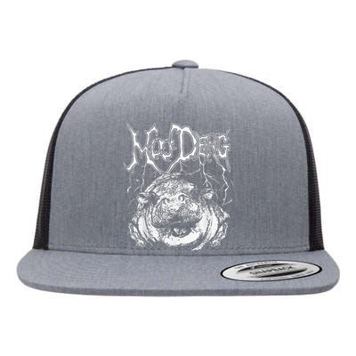 Death Metal Cute Baby Hippo Moo Deng Hippopotamus Flat Bill Trucker Hat