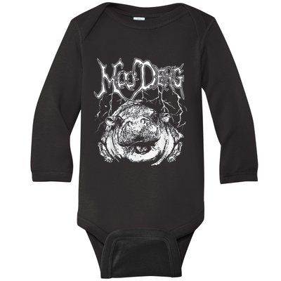 Death Metal Cute Baby Hippo Moo Deng Hippopotamus Baby Long Sleeve Bodysuit