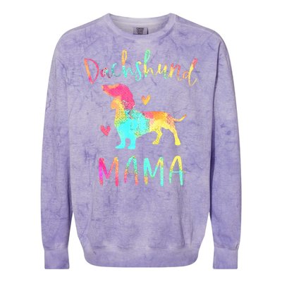 Dachshund Mama Colorful Doxie Gifts Dog Mom Colorblast Crewneck Sweatshirt