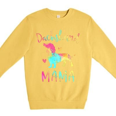 Dachshund Mama Colorful Doxie Gifts Dog Mom Premium Crewneck Sweatshirt