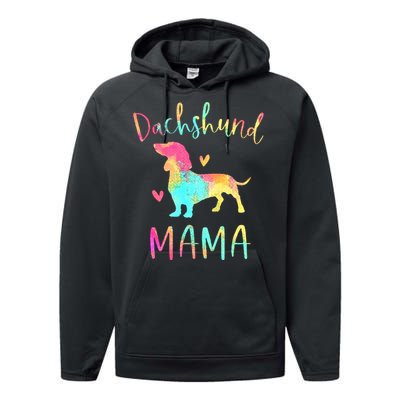 Dachshund Mama Colorful Doxie Gifts Dog Mom Performance Fleece Hoodie