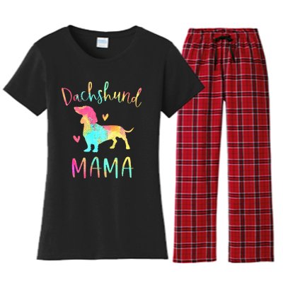 Dachshund Mama Colorful Doxie Gifts Dog Mom Women's Flannel Pajama Set