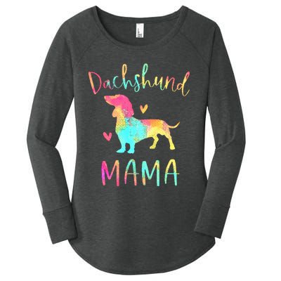 Dachshund Mama Colorful Doxie Gifts Dog Mom Women's Perfect Tri Tunic Long Sleeve Shirt