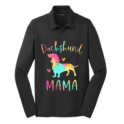 Dachshund Mama Colorful Doxie Gifts Dog Mom Silk Touch Performance Long Sleeve Polo