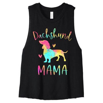 Dachshund Mama Colorful Doxie Gifts Dog Mom Women's Racerback Cropped Tank