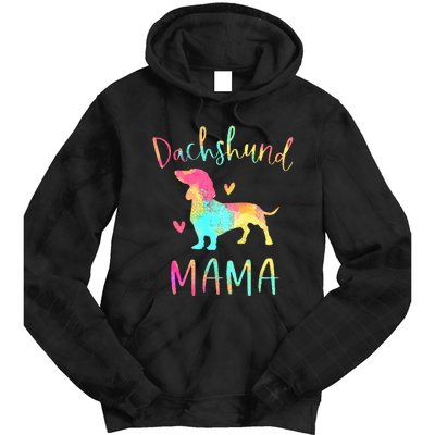 Dachshund Mama Colorful Doxie Gifts Dog Mom Tie Dye Hoodie