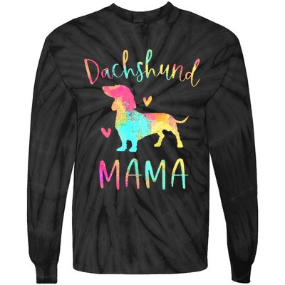 Dachshund Mama Colorful Doxie Gifts Dog Mom Tie-Dye Long Sleeve Shirt