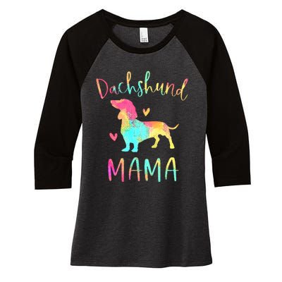 Dachshund Mama Colorful Doxie Gifts Dog Mom Women's Tri-Blend 3/4-Sleeve Raglan Shirt