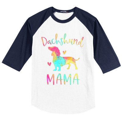 Dachshund Mama Colorful Doxie Gifts Dog Mom Baseball Sleeve Shirt