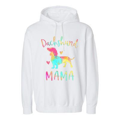 Dachshund Mama Colorful Doxie Gifts Dog Mom Garment-Dyed Fleece Hoodie