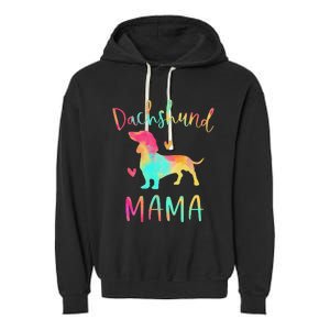 Dachshund Mama Colorful Doxie Gifts Dog Mom Garment-Dyed Fleece Hoodie