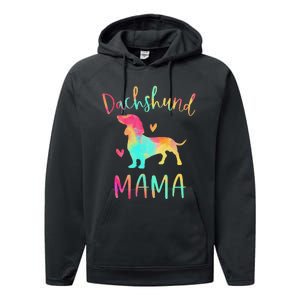 Dachshund Mama Colorful Doxie Gifts Dog Mom Performance Fleece Hoodie