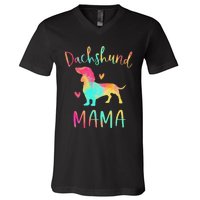 Dachshund Mama Colorful Doxie Gifts Dog Mom V-Neck T-Shirt