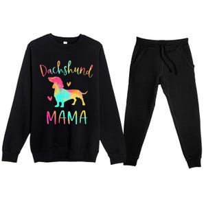 Dachshund Mama Colorful Doxie Gifts Dog Mom Premium Crewneck Sweatsuit Set