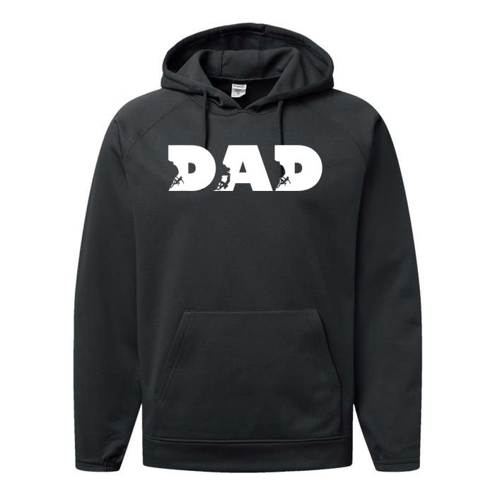 Dad Mountain Climbing FatherS Day Adventure Performance Fleece Hoodie