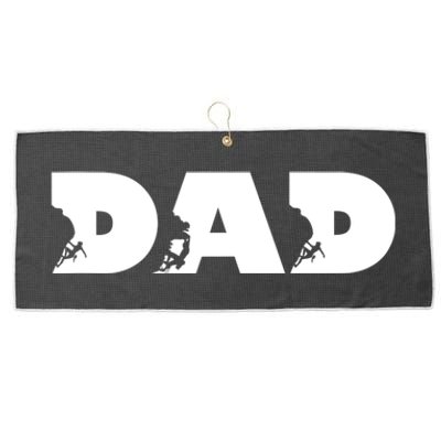 Dad Mountain Climbing FatherS Day Adventure Large Microfiber Waffle Golf Towel