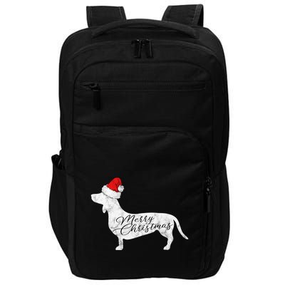 Dachshund Merry Christmas Gift I Doxie Santa Silhouette Gift Impact Tech Backpack