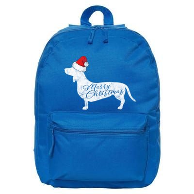 Dachshund Merry Christmas Gift I Doxie Santa Silhouette Gift 16 in Basic Backpack