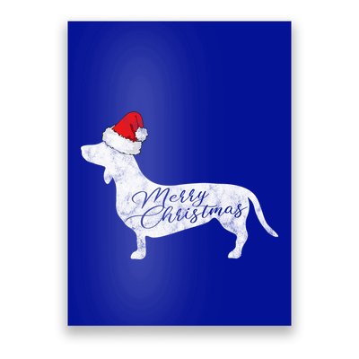 Dachshund Merry Christmas Gift I Doxie Santa Silhouette Gift Poster