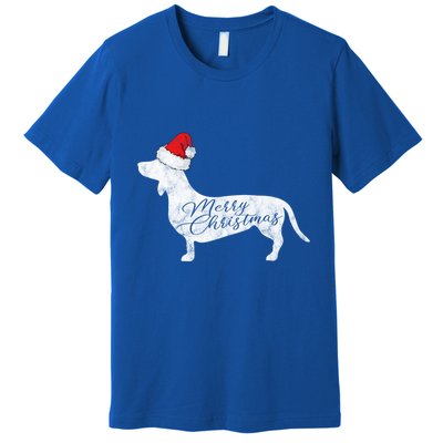 Dachshund Merry Christmas Gift I Doxie Santa Silhouette Gift Premium T-Shirt