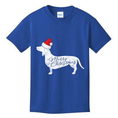 Dachshund Merry Christmas Gift I Doxie Santa Silhouette Gift Kids T-Shirt
