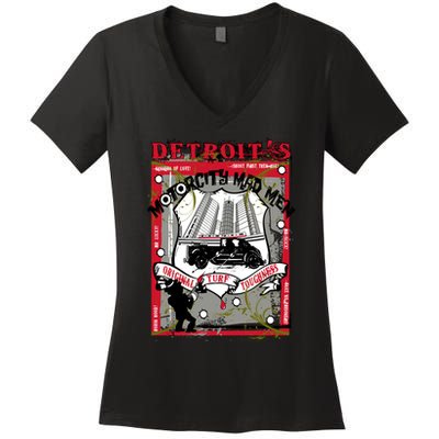 Detroits Motor City Mad Men Women's V-Neck T-Shirt
