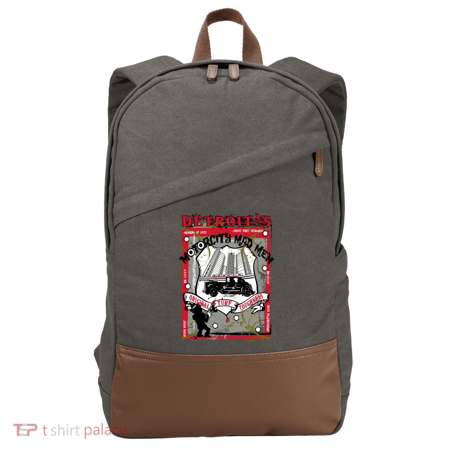 Detroits Motor City Mad Men Cotton Canvas Backpack
