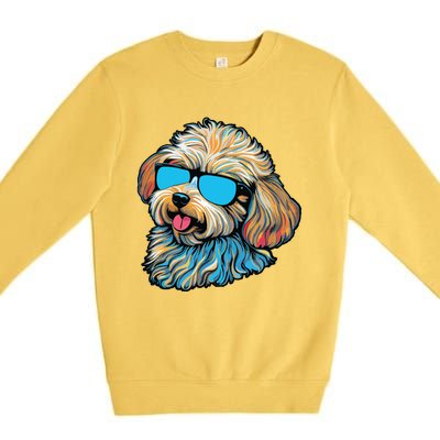 Dad Mom Cool Dog Sunglasses Maltipoo Premium Crewneck Sweatshirt