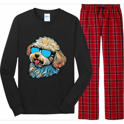 Dad Mom Cool Dog Sunglasses Maltipoo Long Sleeve Pajama Set