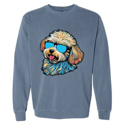 Dad Mom Cool Dog Sunglasses Maltipoo Garment-Dyed Sweatshirt