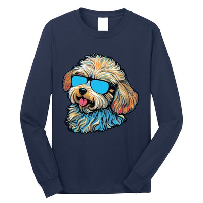 Dad Mom Cool Dog Sunglasses Maltipoo Long Sleeve Shirt