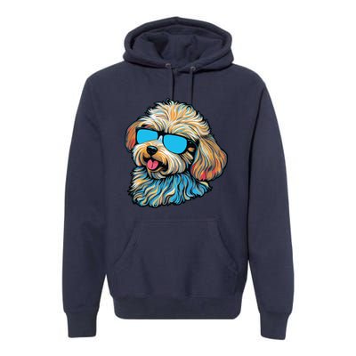 Dad Mom Cool Dog Sunglasses Maltipoo Premium Hoodie