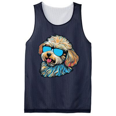 Dad Mom Cool Dog Sunglasses Maltipoo Mesh Reversible Basketball Jersey Tank