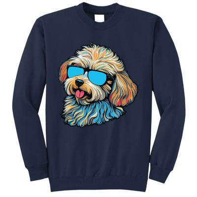 Dad Mom Cool Dog Sunglasses Maltipoo Tall Sweatshirt