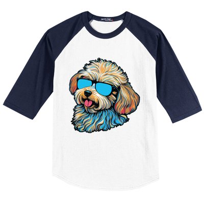 Dad Mom Cool Dog Sunglasses Maltipoo Baseball Sleeve Shirt