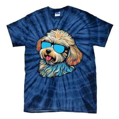 Dad Mom Cool Dog Sunglasses Maltipoo Tie-Dye T-Shirt