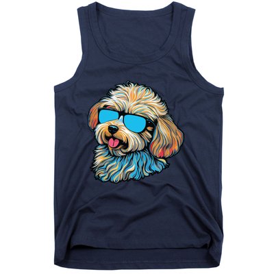 Dad Mom Cool Dog Sunglasses Maltipoo Tank Top