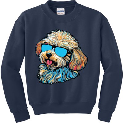 Dad Mom Cool Dog Sunglasses Maltipoo Kids Sweatshirt