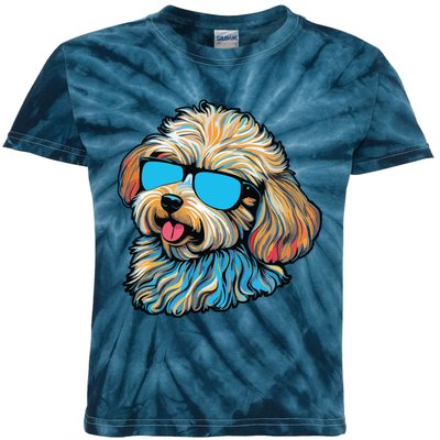 Dad Mom Cool Dog Sunglasses Maltipoo Kids Tie-Dye T-Shirt