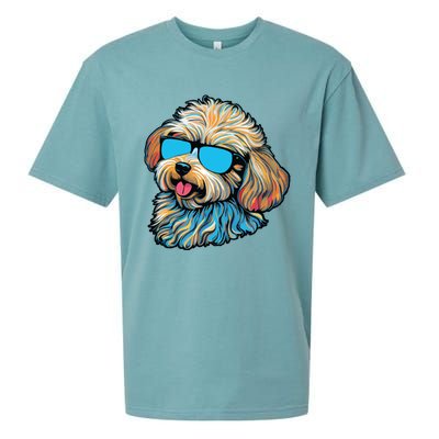 Dad Mom Cool Dog Sunglasses Maltipoo Sueded Cloud Jersey T-Shirt