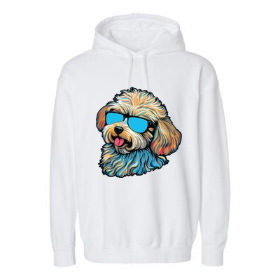 Dad Mom Cool Dog Sunglasses Maltipoo Garment-Dyed Fleece Hoodie