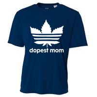 Dopest Mom Cannabis Weed Leaf 420 Pot Stoner Mother Day Cooling Performance Crew T-Shirt